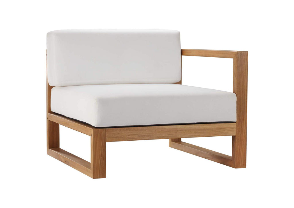 EEI-4256-NAT-WHI-SET Upland 2-Piece Outdoor Patio Teak Wood Sectional Sofa Loveseat By Modway
