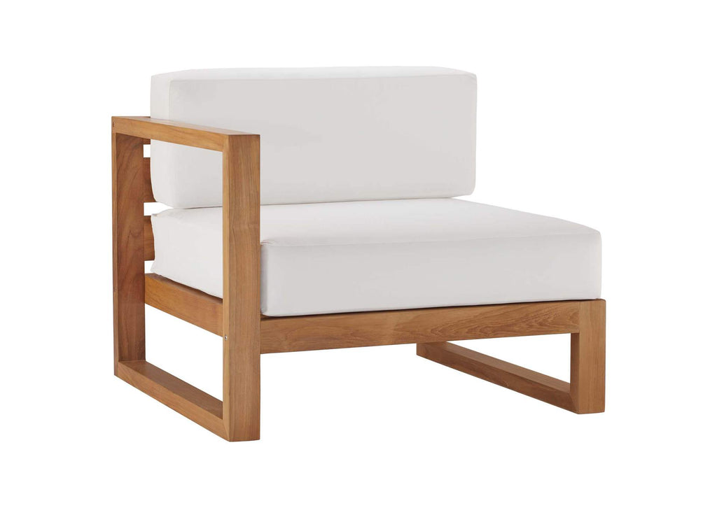 EEI-4256-NAT-WHI-SET Upland 2-Piece Outdoor Patio Teak Wood Sectional Sofa Loveseat By Modway