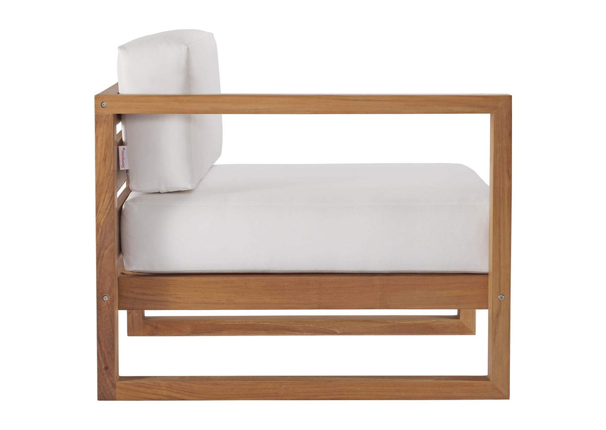 EEI-4256-NAT-WHI-SET Upland 2-Piece Outdoor Patio Teak Wood Sectional Sofa Loveseat By Modway