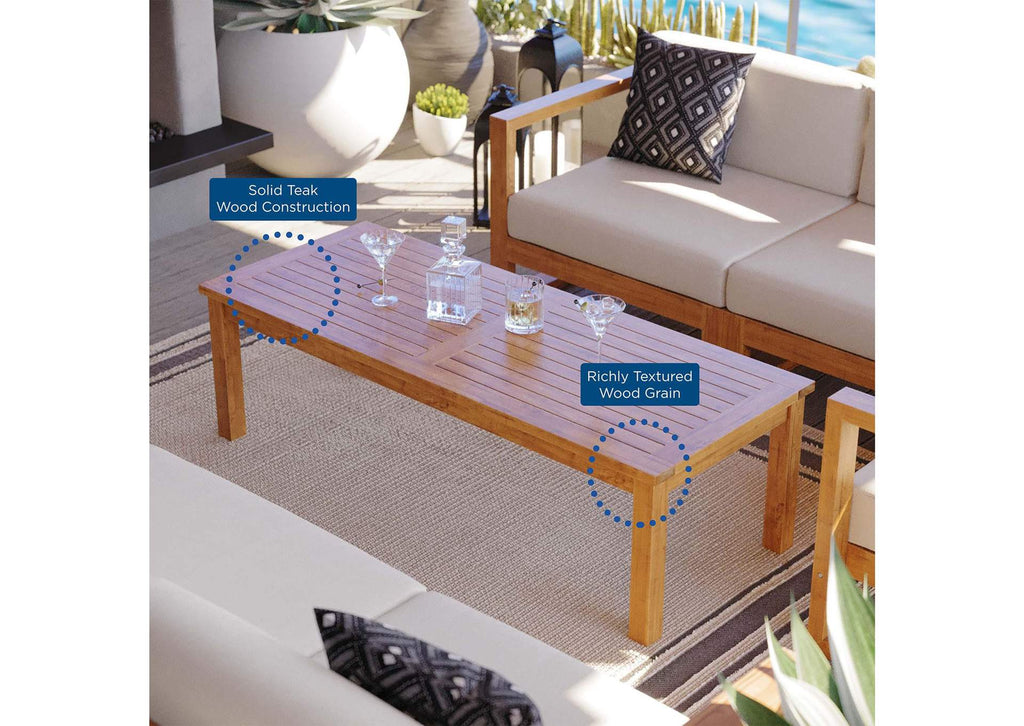 EEI-4257-NAT-WHI-SET Upland 4-Piece Outdoor Patio Teak Wood Furniture Set By Modway
