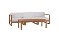 EEI-4257-NAT-WHI-SET Upland 4-Piece Outdoor Patio Teak Wood Furniture Set By Modway