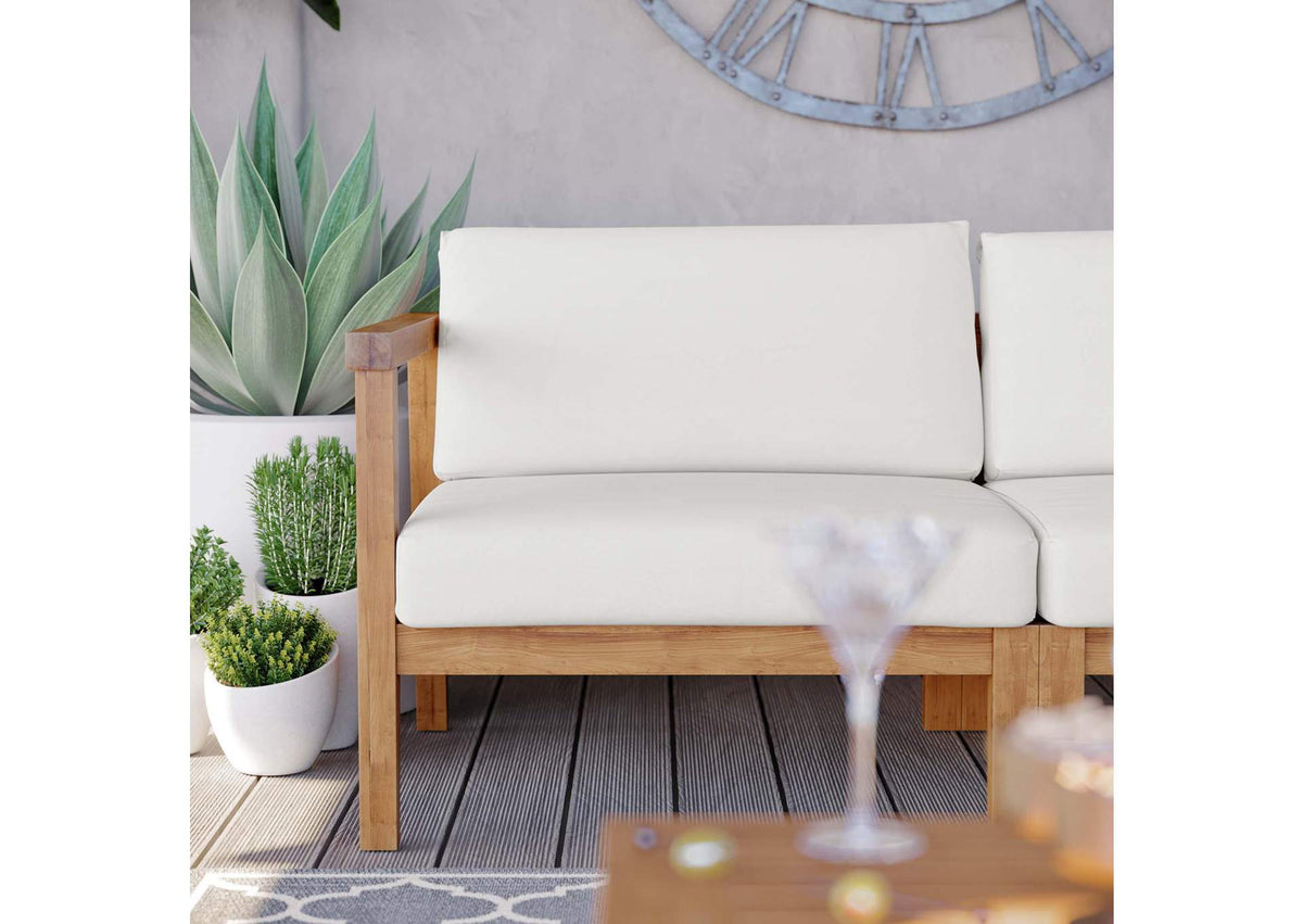 EEI-4259-NAT-WHI-SET Bayport Outdoor Patio Teak Wood 2-Seater Loveseat By Modway
