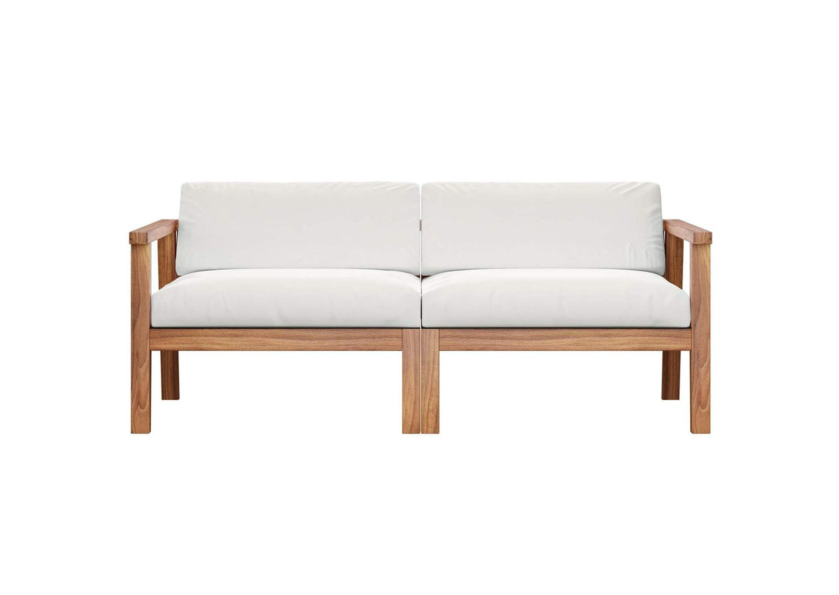 EEI-4259-NAT-WHI-SET Bayport Outdoor Patio Teak Wood 2-Seater Loveseat By Modway