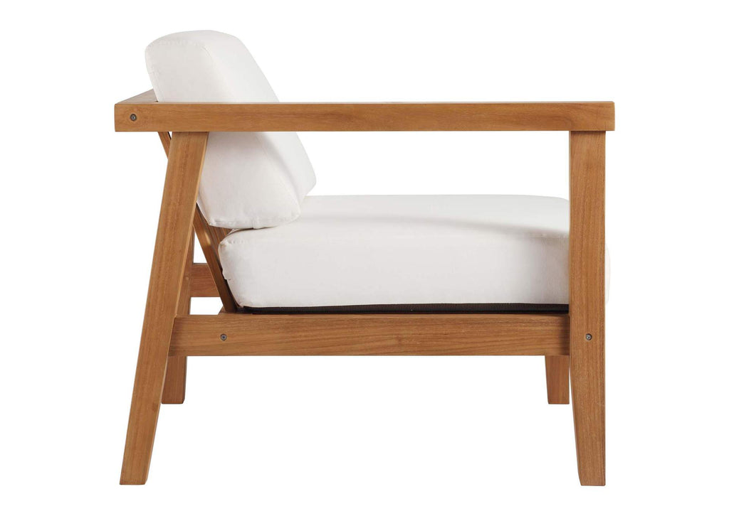 EEI-4259-NAT-WHI-SET Bayport Outdoor Patio Teak Wood 2-Seater Loveseat By Modway