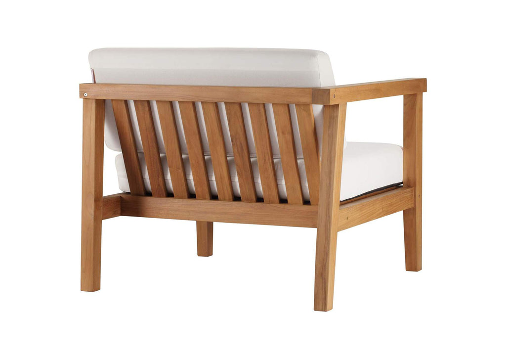 EEI-4259-NAT-WHI-SET Bayport Outdoor Patio Teak Wood 2-Seater Loveseat By Modway