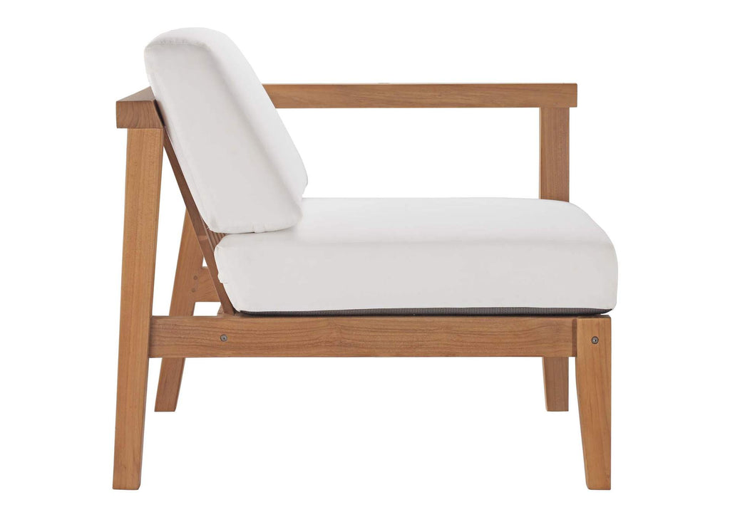 EEI-4259-NAT-WHI-SET Bayport Outdoor Patio Teak Wood 2-Seater Loveseat By Modway