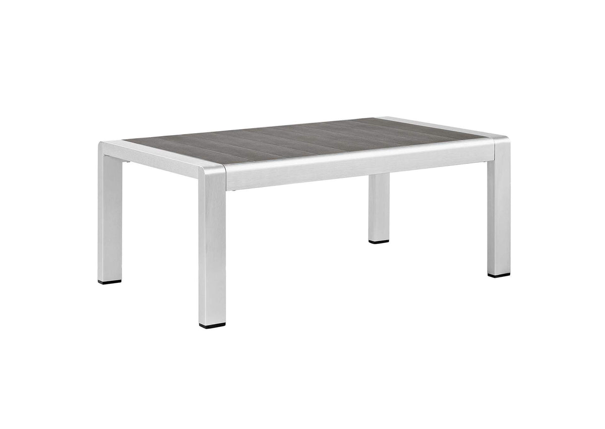 EEI-4313-SLV-GRY-SET Shore 3 Piece Sunbrella® Fabric Outdoor Patio Aluminum Set By Modway