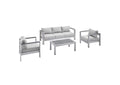 EEI-4316-SLV-GRY-SET Shore 4 Piece Sunbrella® Fabric Outdoor Patio Aluminum Set By Modway