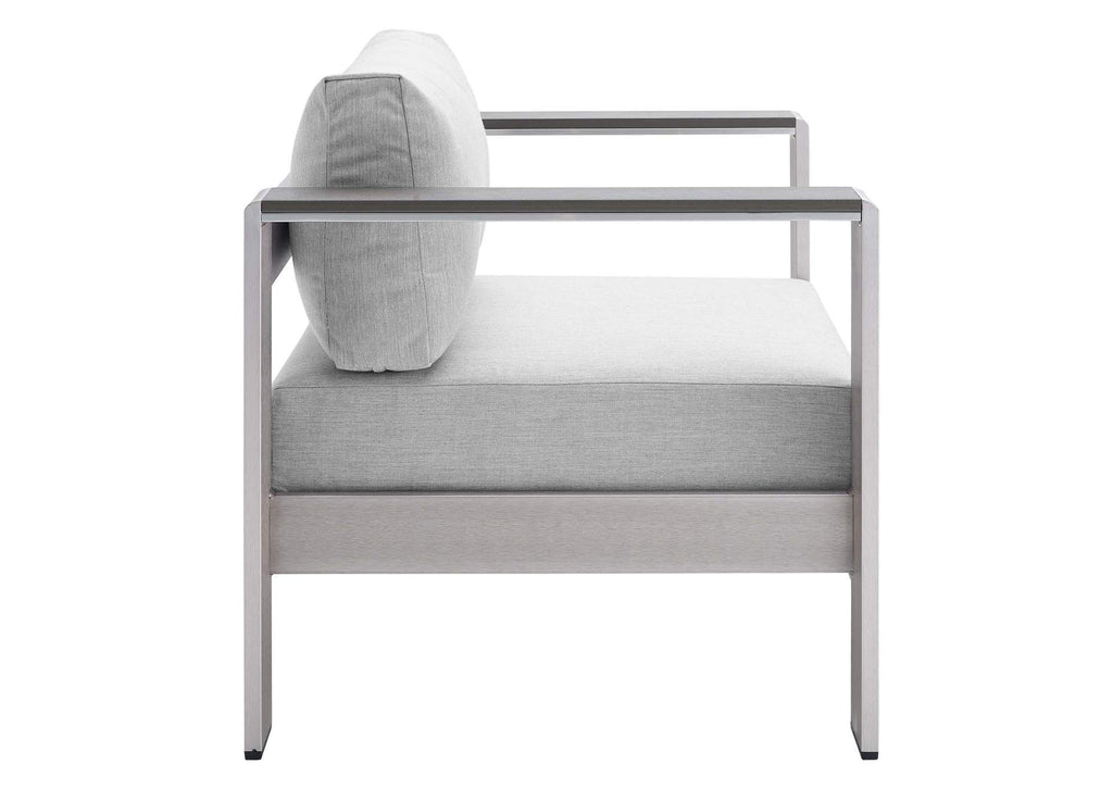 EEI-4316-SLV-GRY-SET Shore 4 Piece Sunbrella® Fabric Outdoor Patio Aluminum Set By Modway