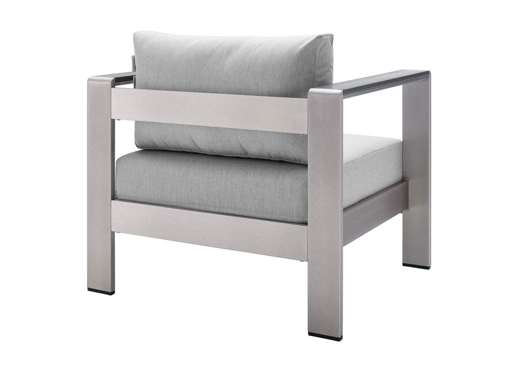 EEI-4316-SLV-GRY-SET Shore 4 Piece Sunbrella® Fabric Outdoor Patio Aluminum Set By Modway