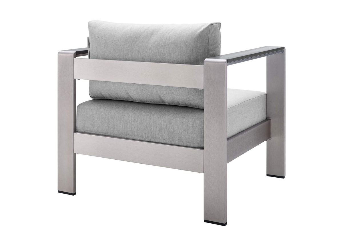 EEI-4316-SLV-GRY-SET Shore 4 Piece Sunbrella® Fabric Outdoor Patio Aluminum Set By Modway