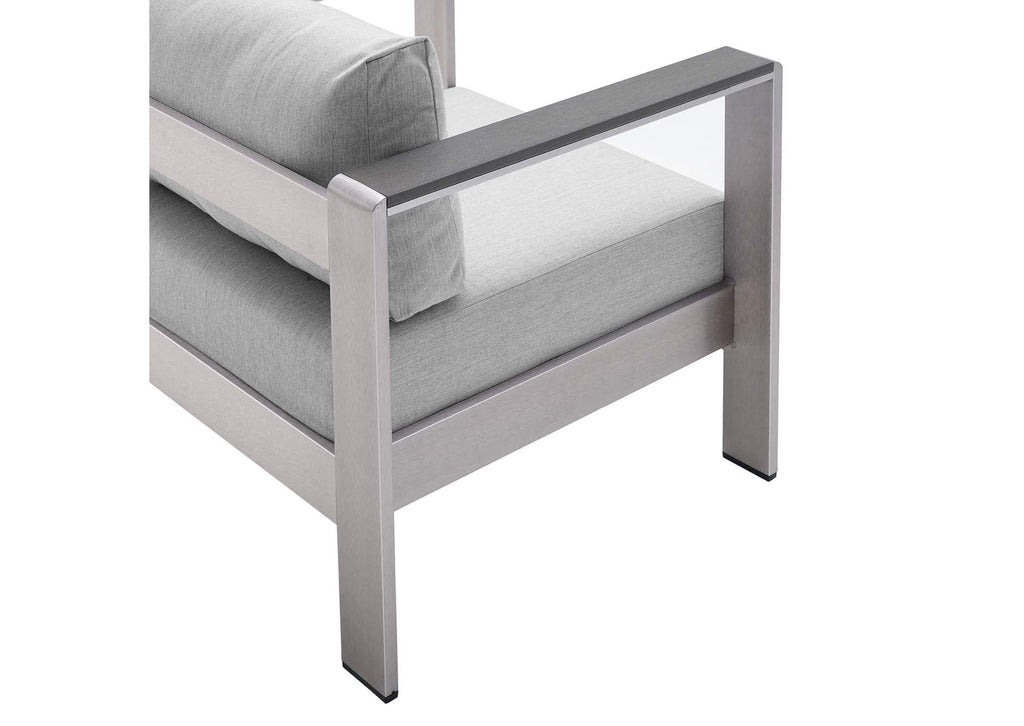 EEI-4322-SLV-GRY-SET Shore 7 Piece Sunbrella® Fabric Outdoor Patio Aluminum Set By Modway