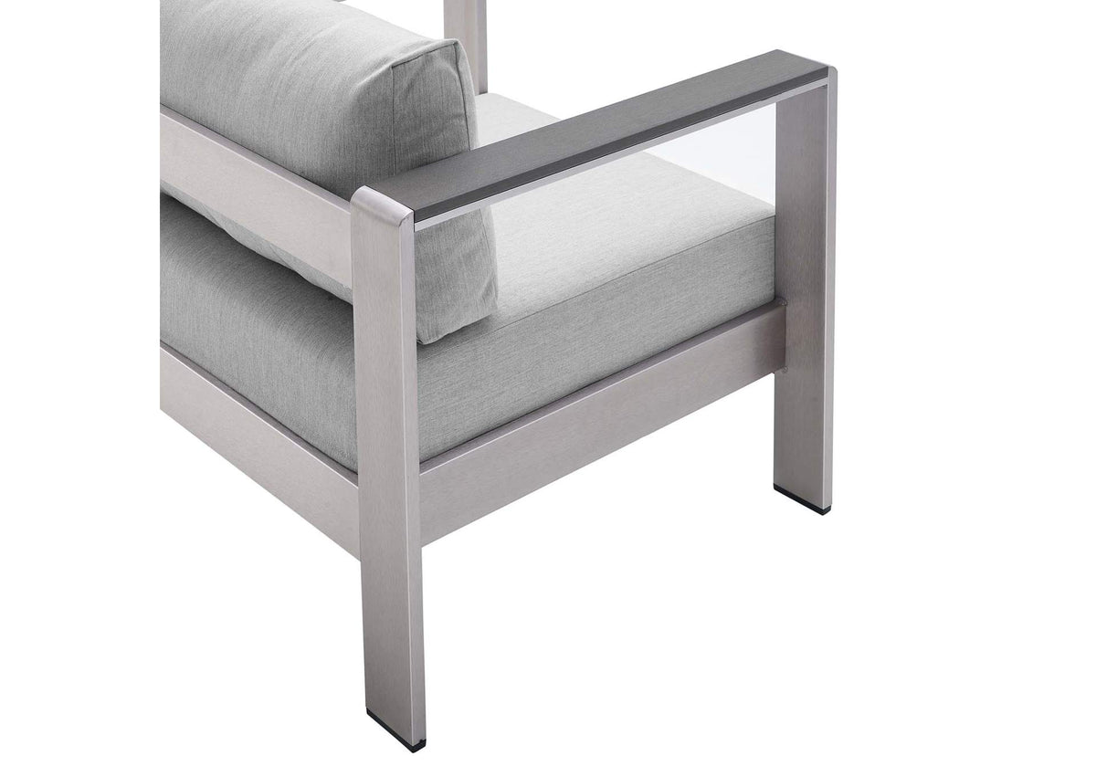 EEI-4322-SLV-GRY-SET Shore 7 Piece Sunbrella® Fabric Outdoor Patio Aluminum Set By Modway