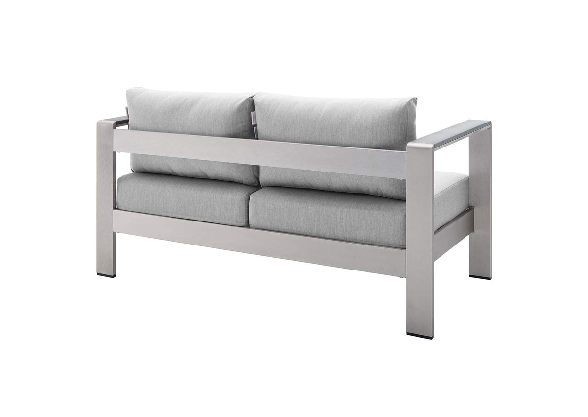 EEI-4322-SLV-GRY-SET Shore 7 Piece Sunbrella® Fabric Outdoor Patio Aluminum Set By Modway