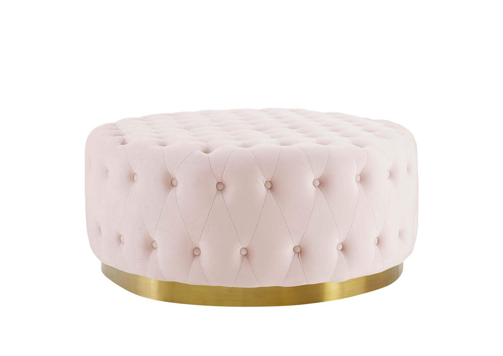 EEI-4326-PNK Ensconce Tufted Performance Velvet Round Ottoman By Modway