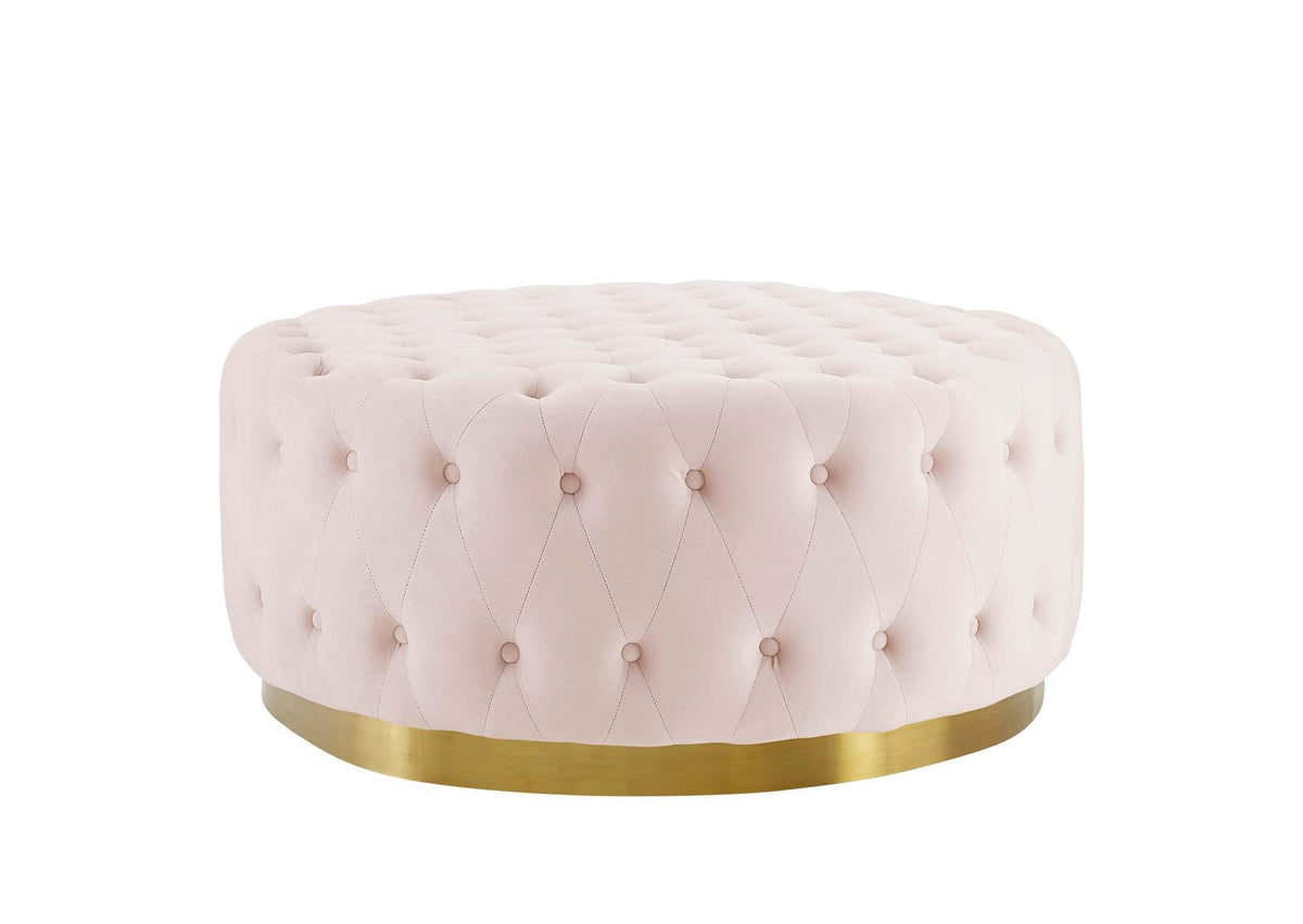 EEI-4326-PNK Ensconce Tufted Performance Velvet Round Ottoman By Modway