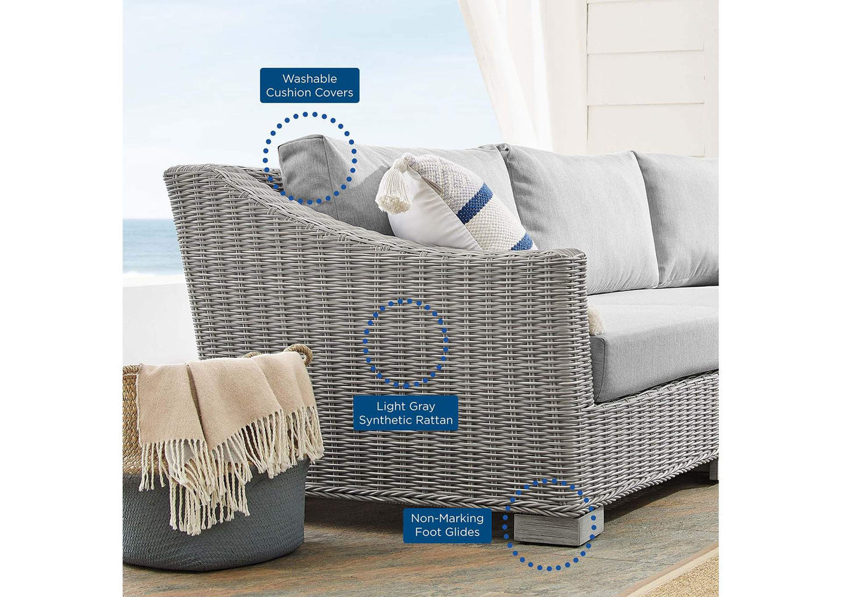 EEI-4355-LGR-GRY Conway 4-Piece Sunbrella® Outdoor Patio Wicker Rattan Furniture Set By Modway