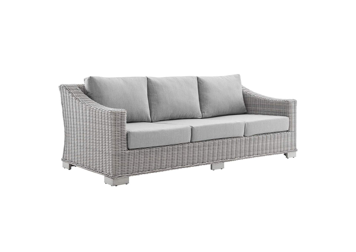 EEI-4355-LGR-GRY Conway 4-Piece Sunbrella® Outdoor Patio Wicker Rattan Furniture Set By Modway