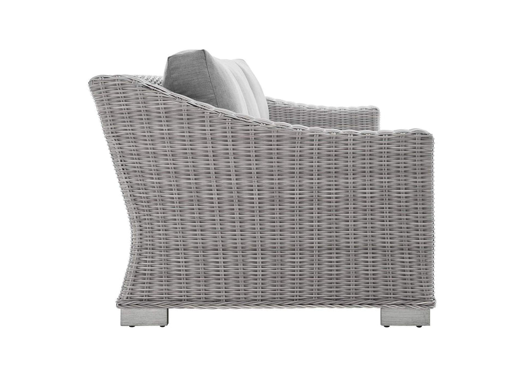 EEI-4355-LGR-GRY Conway 4-Piece Sunbrella® Outdoor Patio Wicker Rattan Furniture Set By Modway