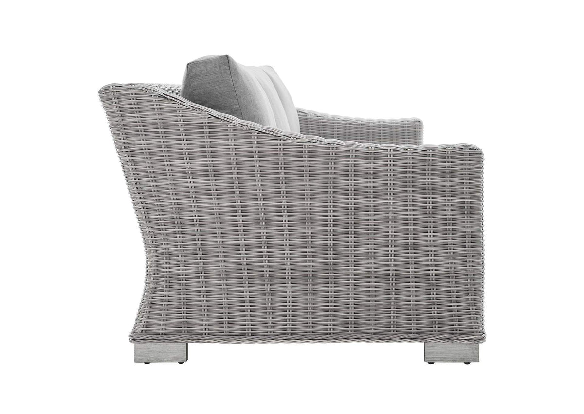 EEI-4355-LGR-GRY Conway 4-Piece Sunbrella® Outdoor Patio Wicker Rattan Furniture Set By Modway