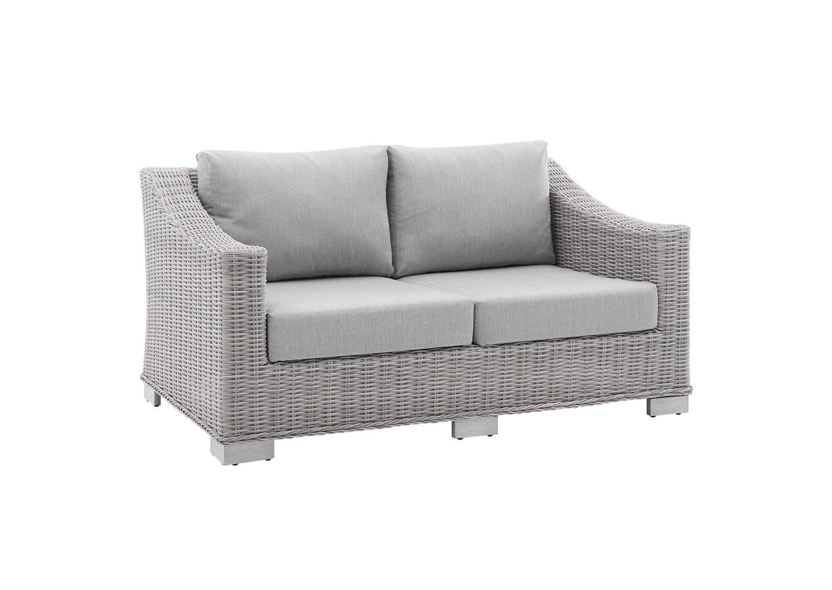 EEI-4355-LGR-GRY Conway 4-Piece Sunbrella® Outdoor Patio Wicker Rattan Furniture Set By Modway