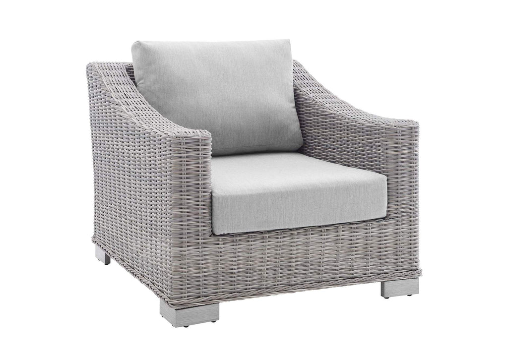 EEI-4355-LGR-GRY Conway 4-Piece Sunbrella® Outdoor Patio Wicker Rattan Furniture Set By Modway