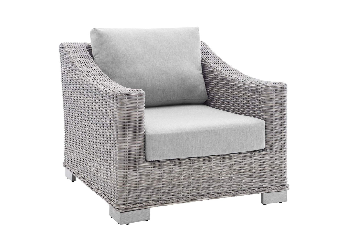 EEI-4355-LGR-GRY Conway 4-Piece Sunbrella® Outdoor Patio Wicker Rattan Furniture Set By Modway