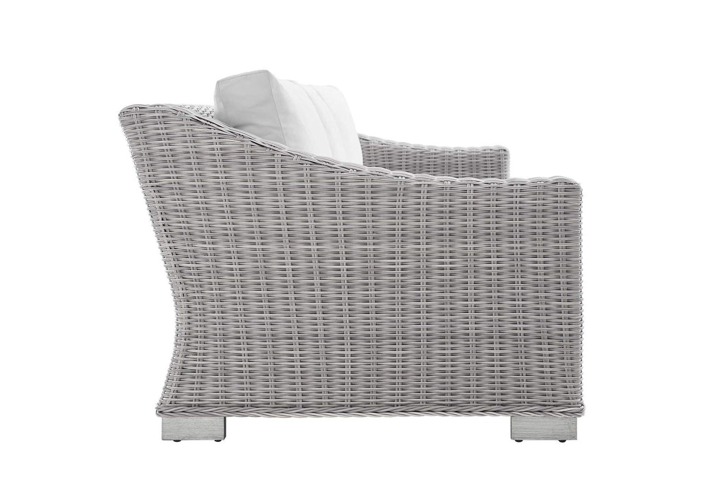 EEI-4355-LGR-WHI Conway 4-Piece Sunbrella® Outdoor Patio Wicker Rattan Furniture Set By Modway