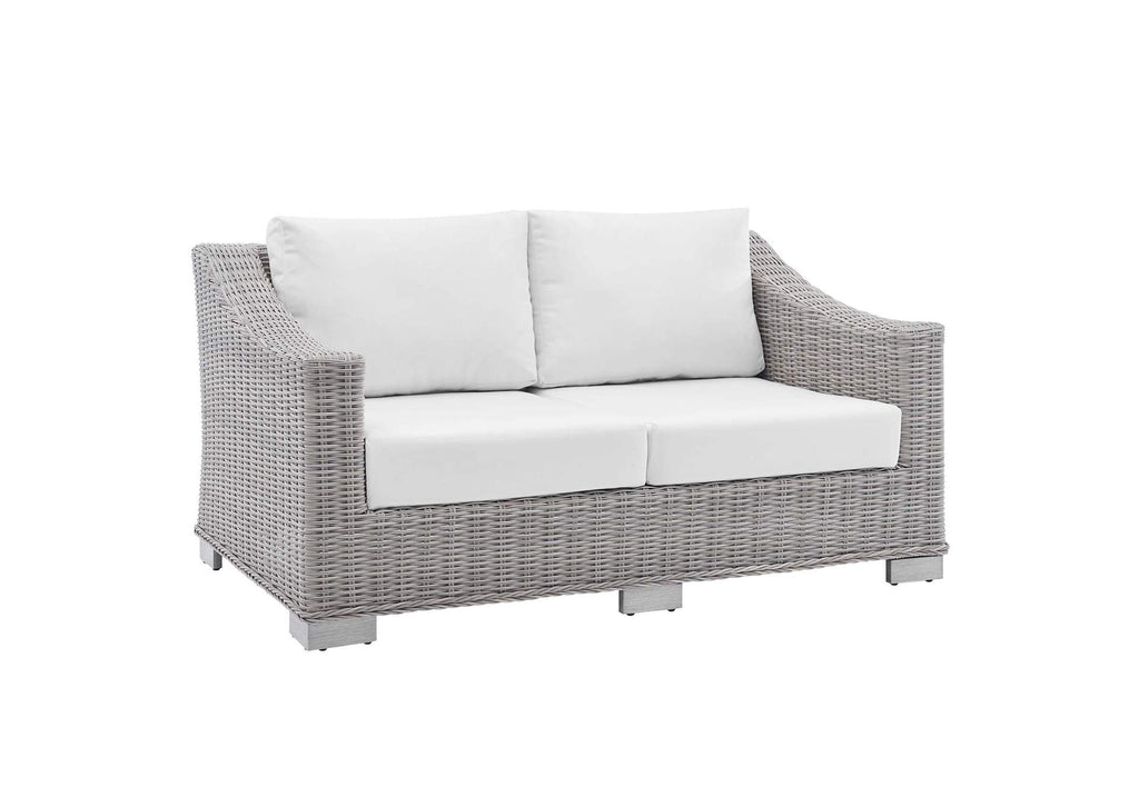 EEI-4355-LGR-WHI Conway 4-Piece Sunbrella® Outdoor Patio Wicker Rattan Furniture Set By Modway