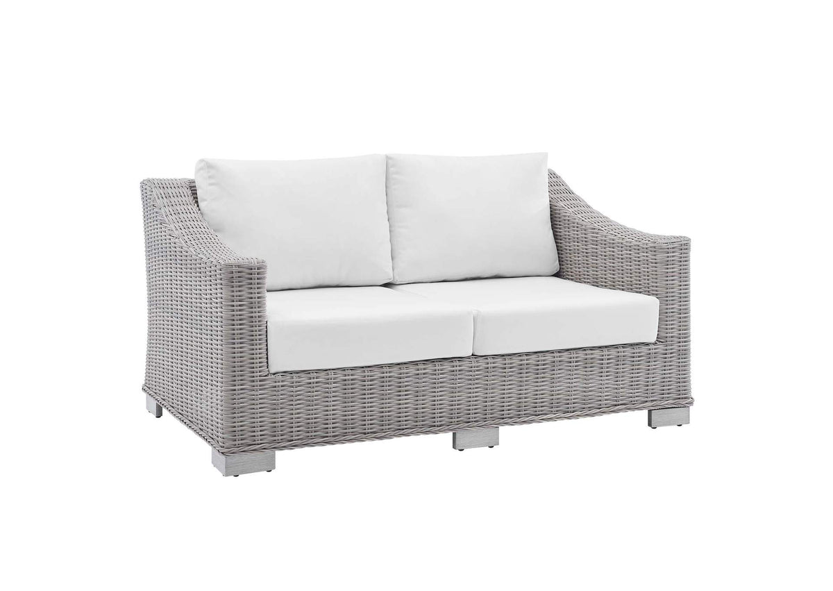 EEI-4355-LGR-WHI Conway 4-Piece Sunbrella® Outdoor Patio Wicker Rattan Furniture Set By Modway