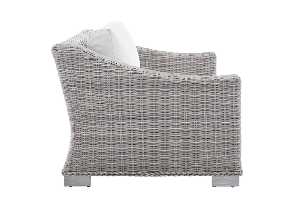 EEI-4355-LGR-WHI Conway 4-Piece Sunbrella® Outdoor Patio Wicker Rattan Furniture Set By Modway