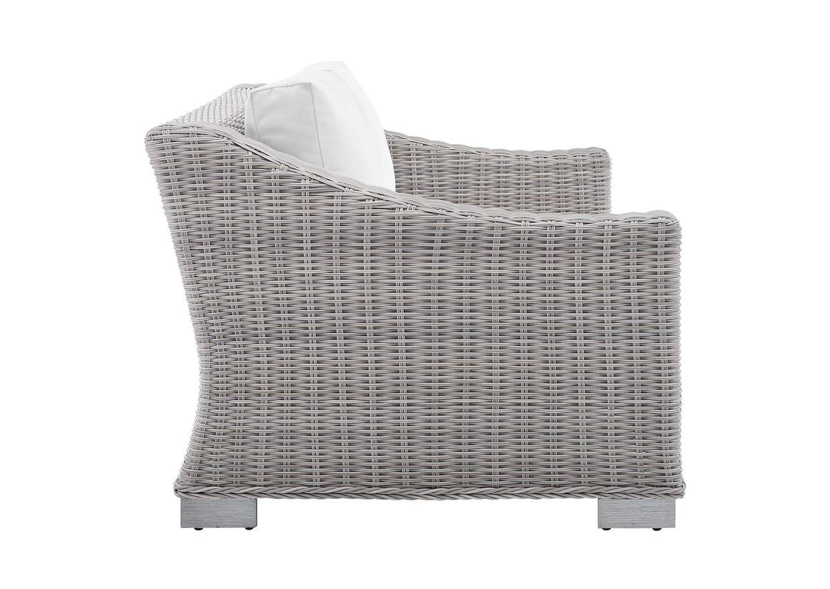 EEI-4355-LGR-WHI Conway 4-Piece Sunbrella® Outdoor Patio Wicker Rattan Furniture Set By Modway