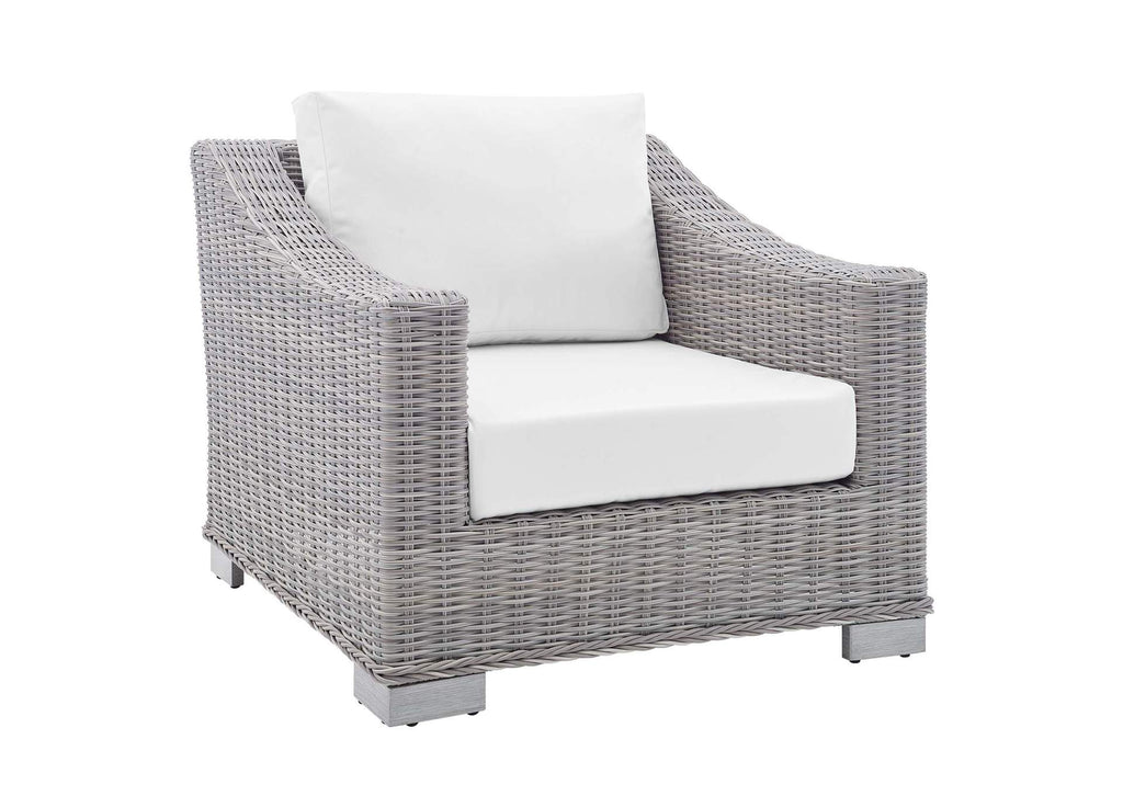 EEI-4355-LGR-WHI Conway 4-Piece Sunbrella® Outdoor Patio Wicker Rattan Furniture Set By Modway