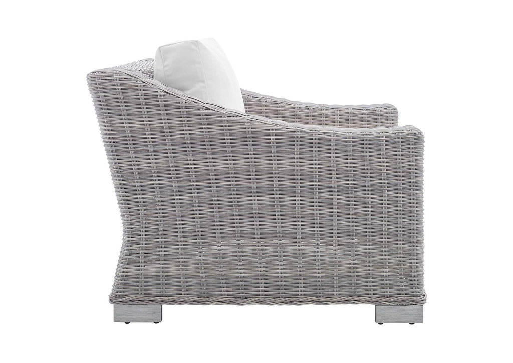 EEI-4355-LGR-WHI Conway 4-Piece Sunbrella® Outdoor Patio Wicker Rattan Furniture Set By Modway