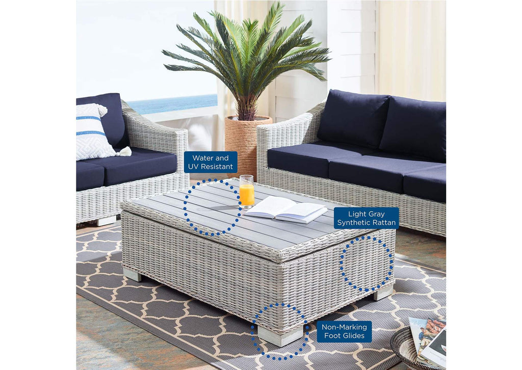 EEI-4359-LGR-WHI Conway 4-Piece Sunbrella® Outdoor Patio Wicker Rattan Furniture Set By Modway