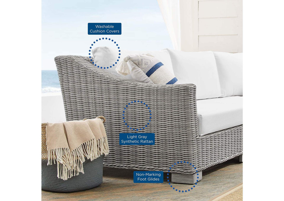 EEI-4359-LGR-WHI Conway 4-Piece Sunbrella® Outdoor Patio Wicker Rattan Furniture Set By Modway