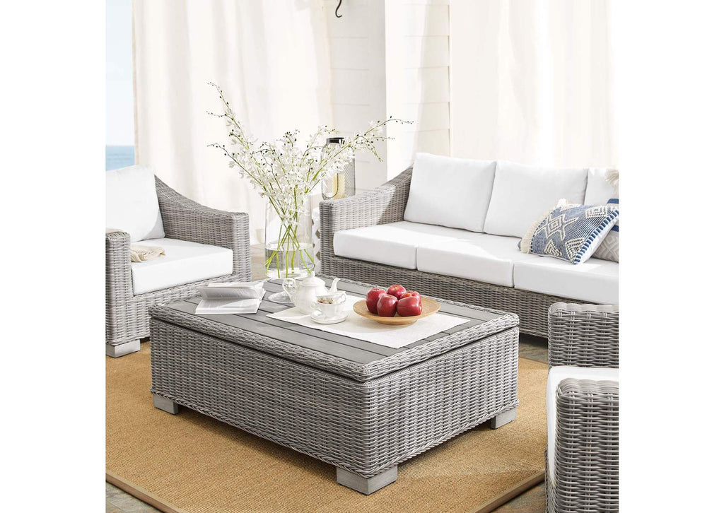 EEI-4359-LGR-WHI Conway 4-Piece Sunbrella® Outdoor Patio Wicker Rattan Furniture Set By Modway
