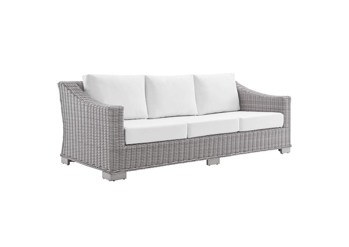 EEI-4359-LGR-WHI Conway 4-Piece Sunbrella® Outdoor Patio Wicker Rattan Furniture Set By Modway