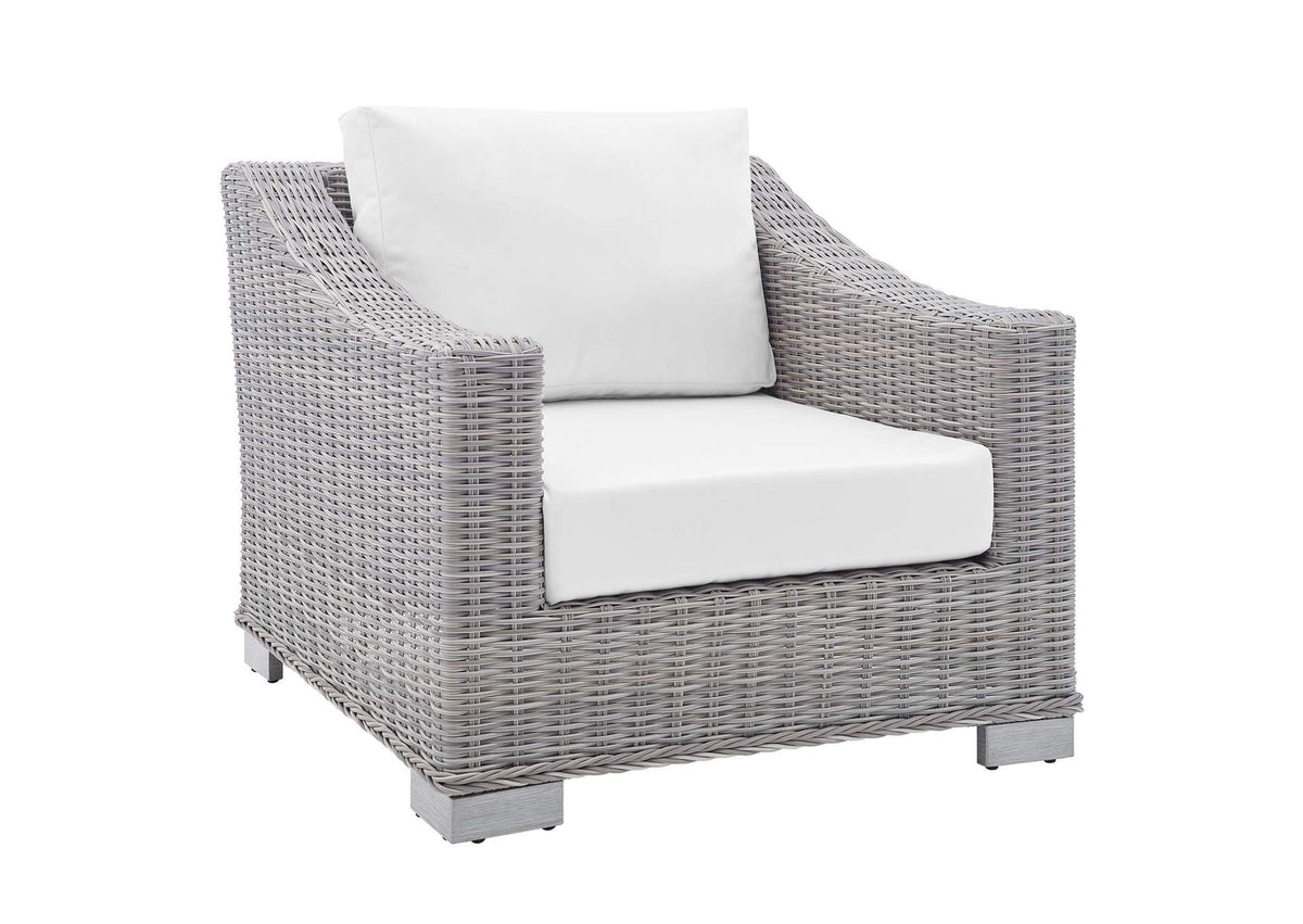EEI-4359-LGR-WHI Conway 4-Piece Sunbrella® Outdoor Patio Wicker Rattan Furniture Set By Modway