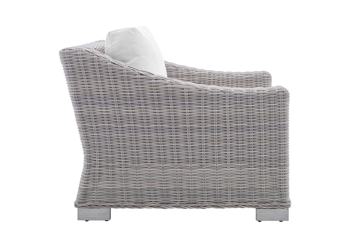EEI-4359-LGR-WHI Conway 4-Piece Sunbrella® Outdoor Patio Wicker Rattan Furniture Set By Modway