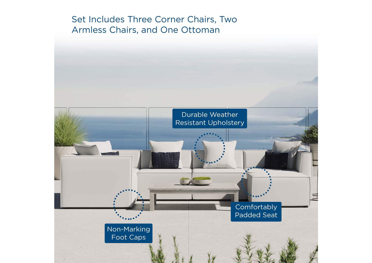 EEI-4386-WHI Saybrook 6-Piece Outdoor Patio Upholstered Sectional Sofa By Modway