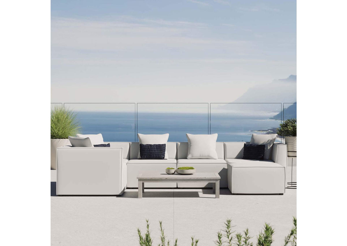 EEI-4386-WHI Saybrook 6-Piece Outdoor Patio Upholstered Sectional Sofa By Modway