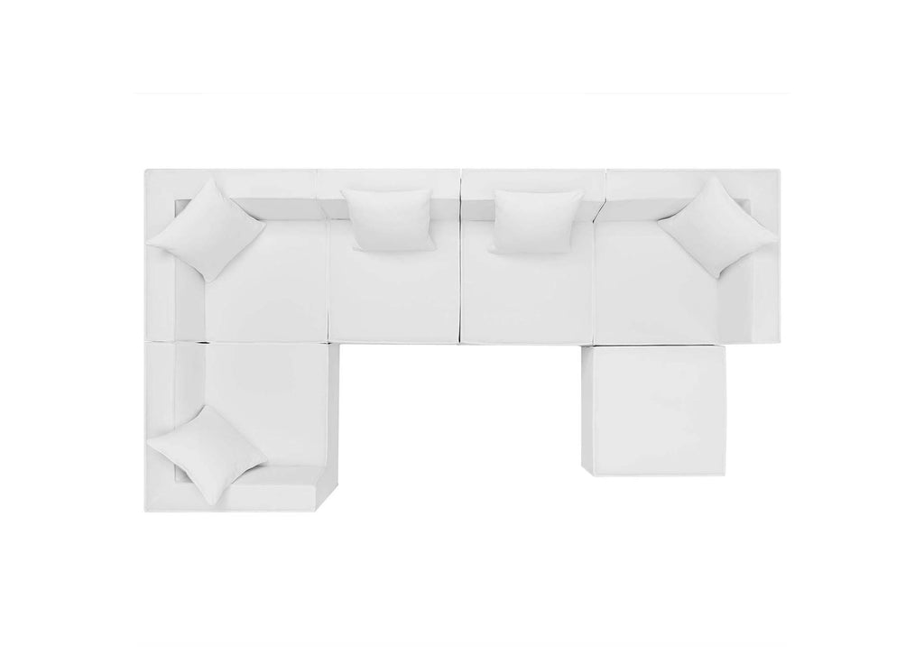 EEI-4386-WHI Saybrook 6-Piece Outdoor Patio Upholstered Sectional Sofa By Modway