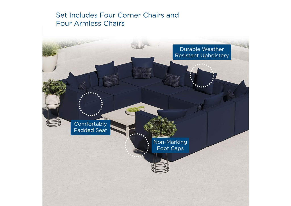 EEI-4388-NAV Saybrook 8-Piece Outdoor Patio Upholstered Sectional Sofa By Modway
