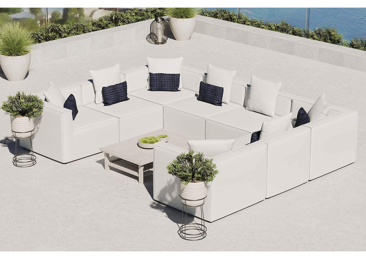 EEI-4388-WHI Saybrook 8-Piece Outdoor Patio Upholstered Sectional Sofa By Modway
