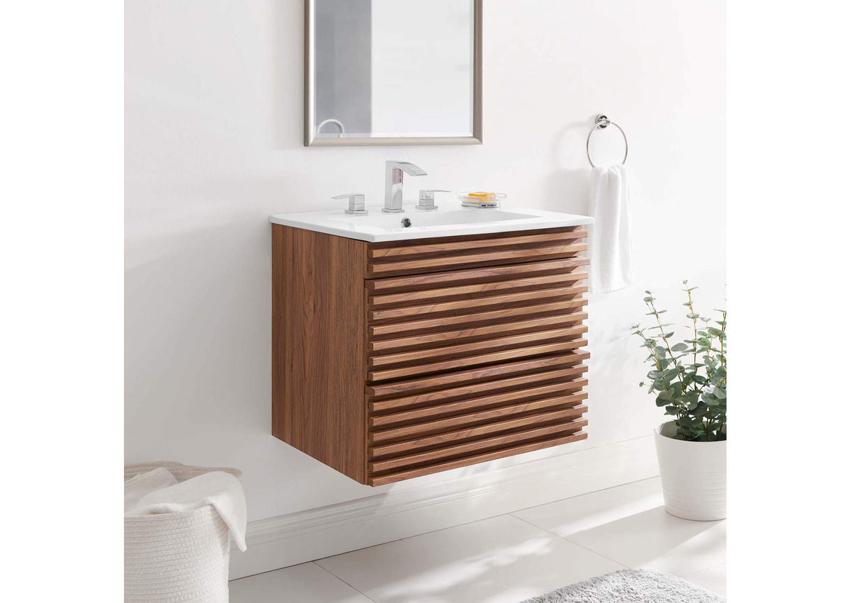 EEI-4433-WAL-WHI Render 24" Wall-Mount Bathroom Vanity By Modway