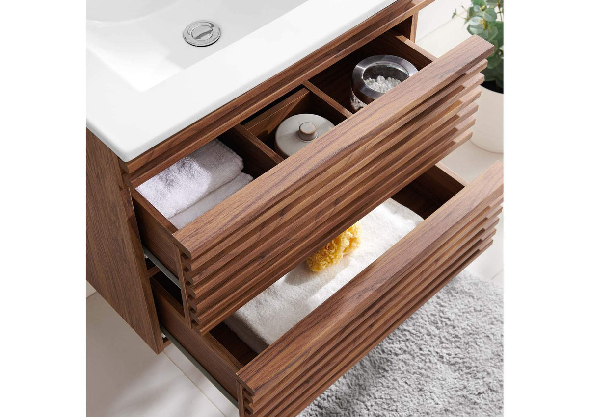 EEI-4433-WAL-WHI Render 24" Wall-Mount Bathroom Vanity By Modway
