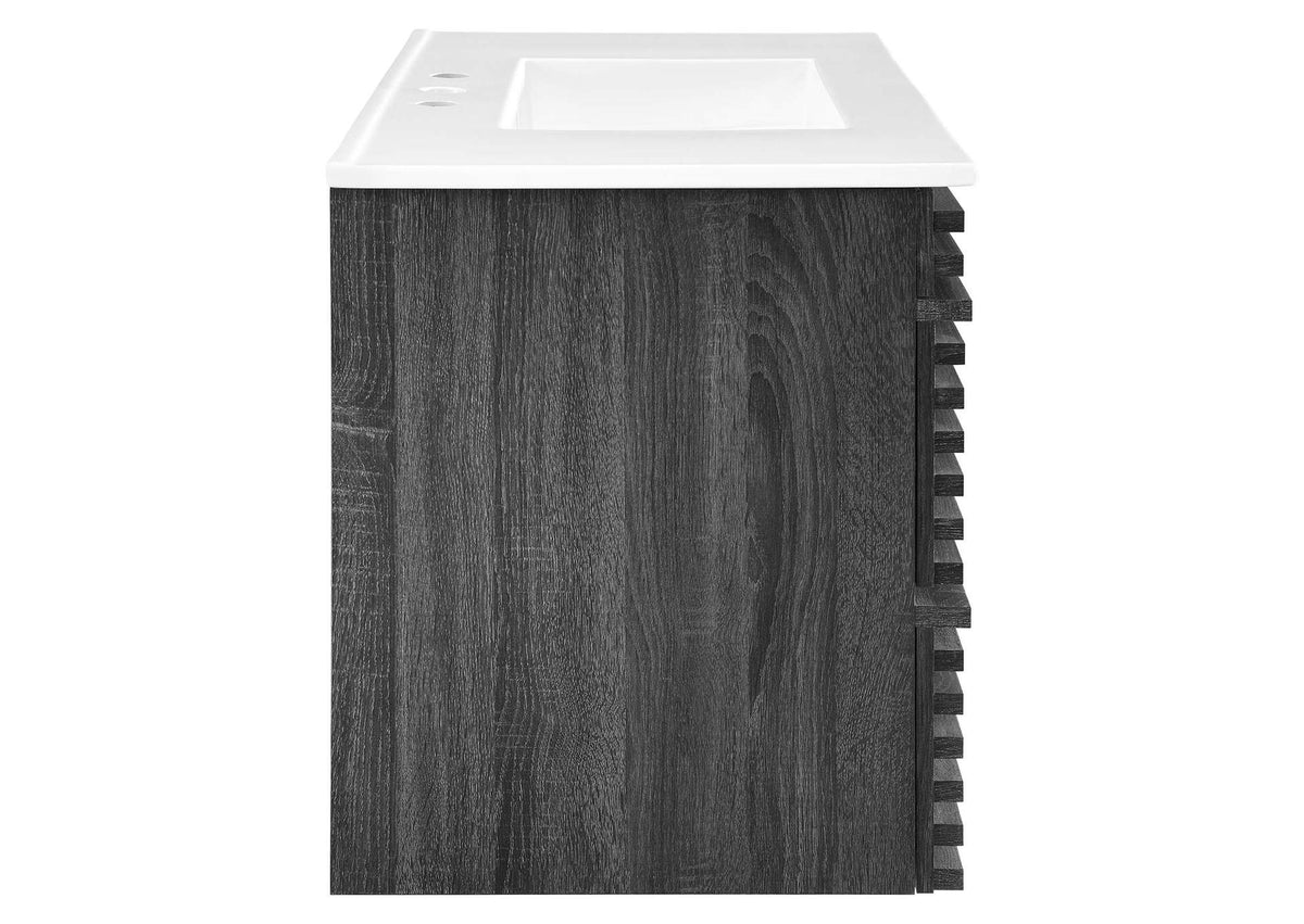 EEI-4436-CHA-WHI Render 36" Wall-Mount Bathroom Vanity By Modway
