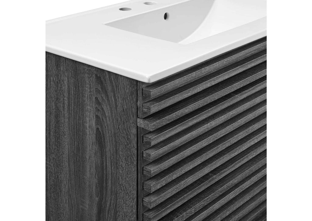 EEI-4436-CHA-WHI Render 36" Wall-Mount Bathroom Vanity By Modway