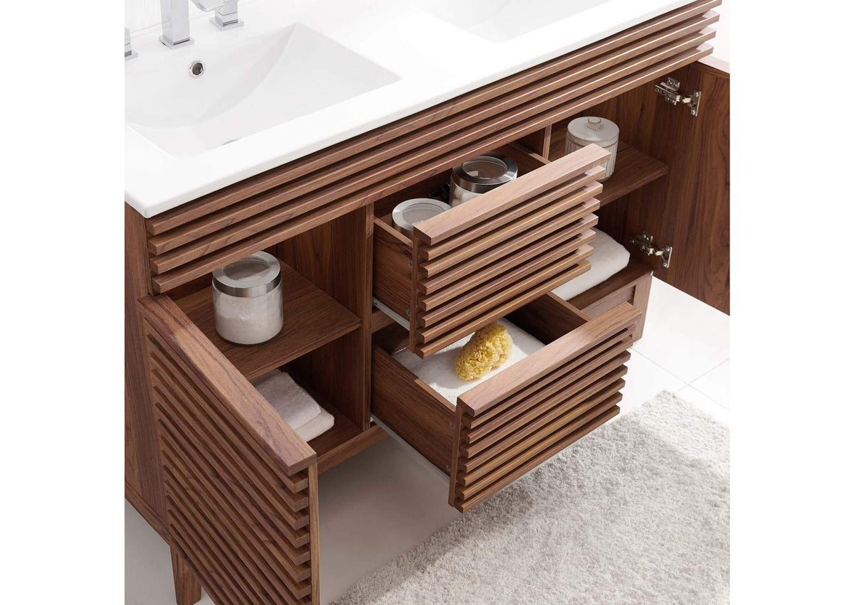 EEI-4441-WAL-WHI Render 48" Double Sink Bathroom Vanity By Modway